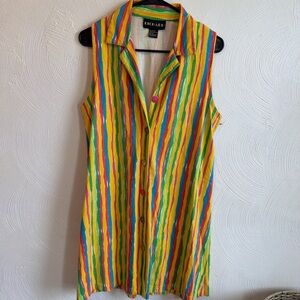 Yellow Multicolor Striped Midi Dress